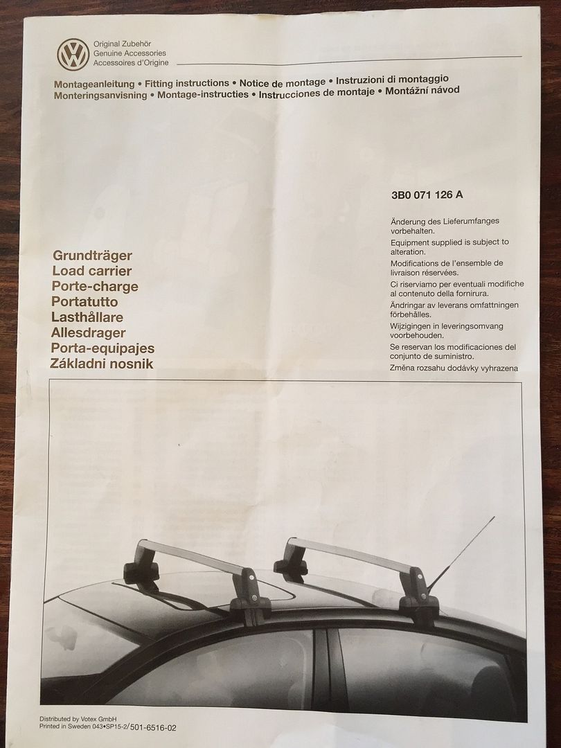 OEM B5.5 Passat Sedan Roof Rack Bars plus attachable Cargo/luggage basket VW Vortex